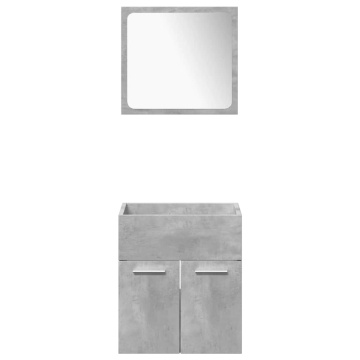 Set mobilier de baie, 4 piese, gri beton, lemn compozit - Img 8