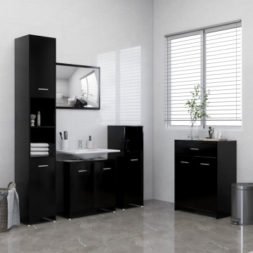 Set mobilier de baie, 4 piese, negru - Img 1