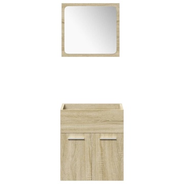 Set mobilier de baie, 4 piese, stejar sonoma, lemn prelucrat - Img 8
