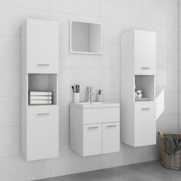 Set mobilier de baie, alb, lemn prelucrat - Img 1