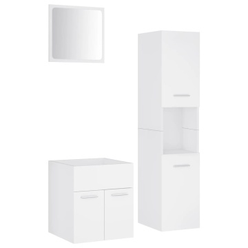 Set mobilier de baie, alb, lemn prelucrat - Img 2