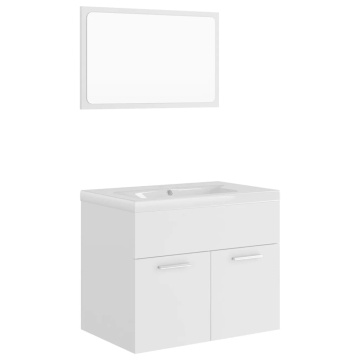 Set mobilier de baie, alb, lemn prelucrat - Img 2