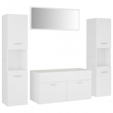 Set mobilier de baie, alb, lemn prelucrat - Img 2