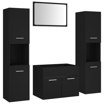 Set mobilier de baie, negru, lemn prelucrat - Img 2