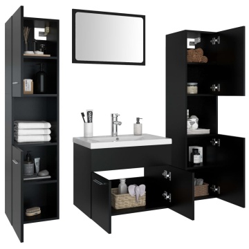 Set mobilier de baie, negru, lemn prelucrat - Img 3