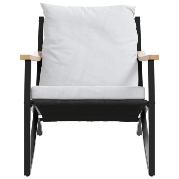 Set mobilier de balcon, 3 piese, cu perne, negru, oțel - Img 5