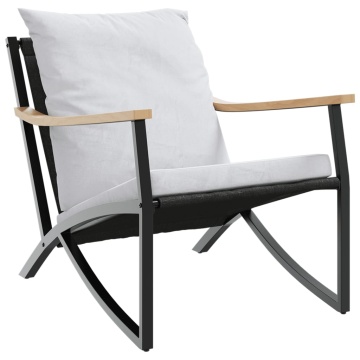 Set mobilier de balcon, 3 piese, cu perne, negru, oțel - Img 8