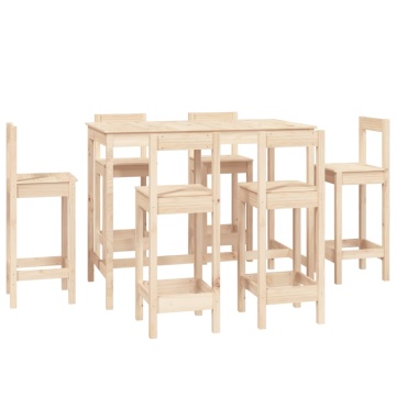 Set mobilier de bar, 7 piese, lemn masiv de pin - Img 2