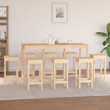 Set mobilier de bar, 9 piese, lemn masiv de pin - Img 5