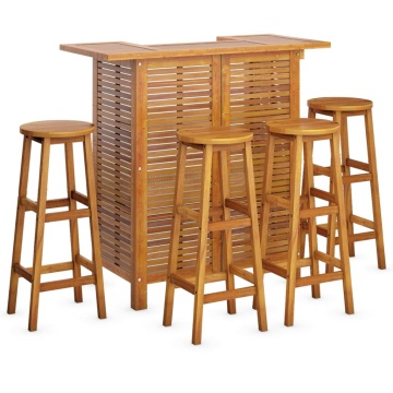 Set mobilier de bar de grădină, 5 piese, lemn masiv de acacia - Img 3