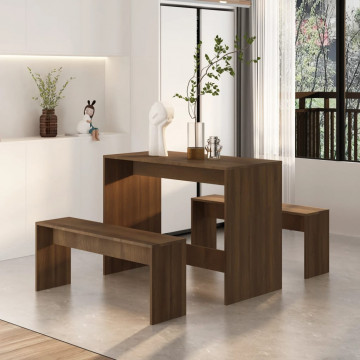 Set mobilier de bucătărie, 3 piese, maro, stejar, PAL - Img 3