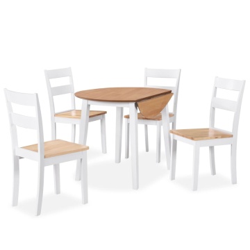 Set mobilier de bucătărie, 5 piese, MDF și lemn de hevea, alb - Img 1