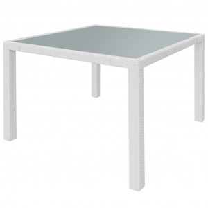 Set mobilier de exterior, 5 piese, alb crem, poliratan - Img 3