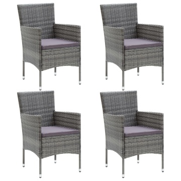 Set mobilier de exterior, 5 piese, gri, poliratan și sticlă - Img 5