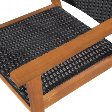 Set mobilier de exterior, 5 piese, negru și maro, poliratan - Img 3