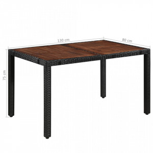 Set mobilier de exterior 7 piese negru, poliratan, lemn acacia - Img 5
