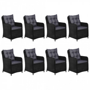 Set mobilier de exterior, 9 piese, negru, poliratan - Img 4