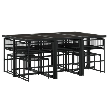 Set mobilier de exterior cu perne, 11 piese, negru, poliratan - Img 3