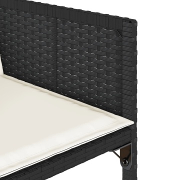 Set mobilier de exterior cu perne, 11 piese, negru, poliratan - Img 5