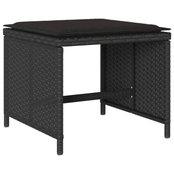 Set mobilier de exterior cu perne, 11 piese, negru, poliratan - Img 5