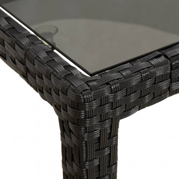 Set mobilier de exterior cu perne, 11 piese, negru, poliratan - Img 6