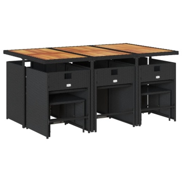 Set mobilier de exterior cu perne, 11 piese, negru, poliratan - Img 3
