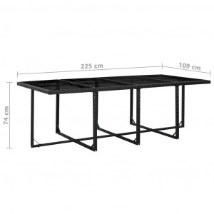 Set mobilier de exterior cu perne, 13 piese, negru, poliratan - Img 6
