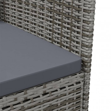 Set mobilier de exterior cu perne, 3 piese, gri, poliratan - Img 6