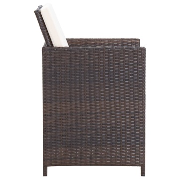 Set mobilier de exterior cu perne, 5 piese, maro, poliratan - Img 9
