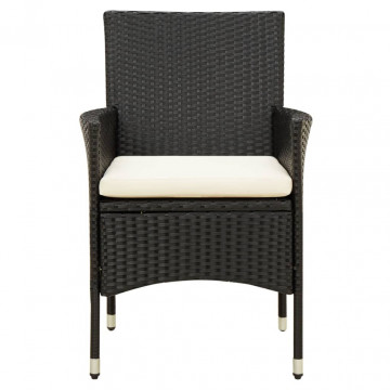 Set mobilier de exterior cu perne, 5 piese, negru, poliratan - Img 4