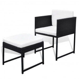 Set mobilier de exterior cu perne, 9 piese, negru, poliratan - Img 5