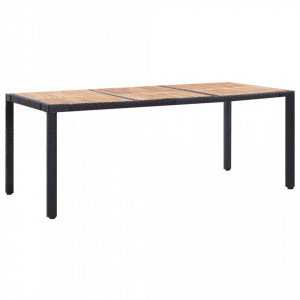 Set mobilier de exterior cu perne, 9 piese, negru, poliratan - Img 2