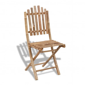 Set mobilier de exterior pliabil, 5 piese, bambus - Img 3