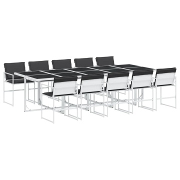 Set mobilier de grădină, 11 piese, cu perne, alb, textilenă - Img 2