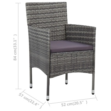 Set mobilier de grădină, 11 piese, gri, poliratan - Img 7