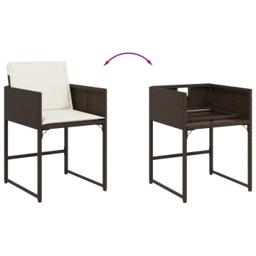Set mobilier de grădină, 13 piese, maro, cu perne, poliratan - Img 7