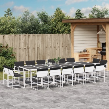 Set mobilier de grădină, 17 piese, cu perne, alb, textilenă - Img 1