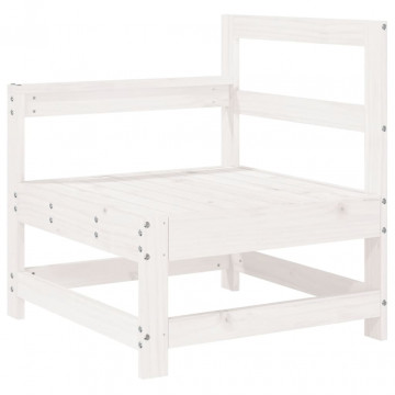 Set mobilier de grădină, 3 piese, alb, lemn masiv de pin - Img 5