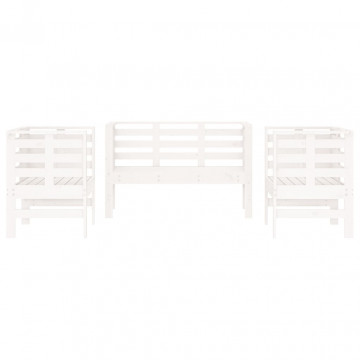 Set mobilier de grădină, 3 piese, alb, lemn masiv de pin - Img 4