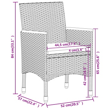 Set mobilier de grădină, 3 piese, gri, poliratan - Img 6