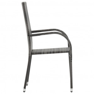 Set mobilier de grădină, 3 piese, gri, poliratan - Img 4