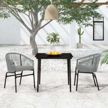 Set mobilier de grădină, 3 piese, gri - Img 1