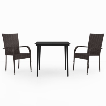 Set mobilier de grădină, 3 piese, maro și negru - Img 2