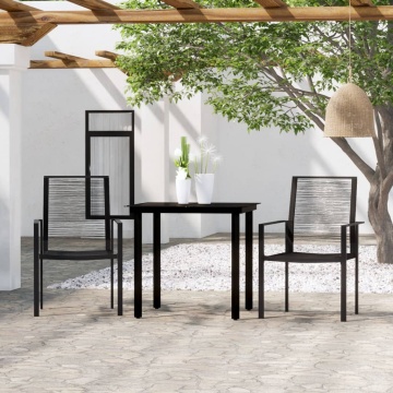 Set mobilier de grădină, 3 piese, negru - Img 1