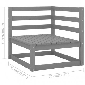 Set mobilier de grădină, 4 piese, gri, lemn masiv de pin - Img 7