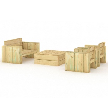 Set mobilier de grădină, 4 piese, lemn de pin tratat - Img 2