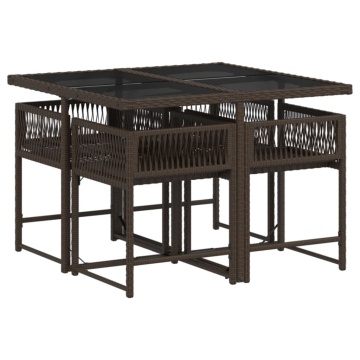 Set mobilier de grădină, 5 piese, cu perne, maro, poliratan - Img 3