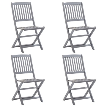 Set mobilier de grădină, 5 piese, gri, lemn masiv de acacia - Img 6