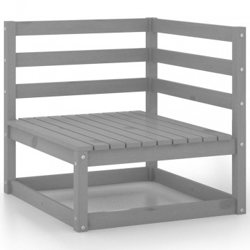 Set mobilier de grădină, 5 piese, gri, lemn masiv de pin - Img 4