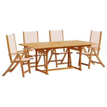 Set mobilier de grădină, 5 piese, lemn masiv acacia/textilenă - Img 2